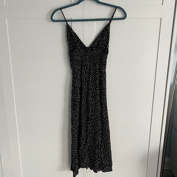 Reformation Dove Midi Dress Plunge Neck Confetti Polka Dot Black Size 2, XS/S - Picture 5 of 13